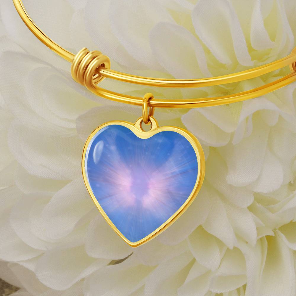 Angel Light Codes Intention Bracelet, Archangel Metatron, Clearing Interference, Light encoded, heart shaped, bangle