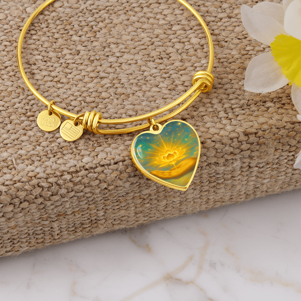 Golden Flower of Divine Conscious Expansion Bracelet, engravable, light encoded, prayers answered, angels,