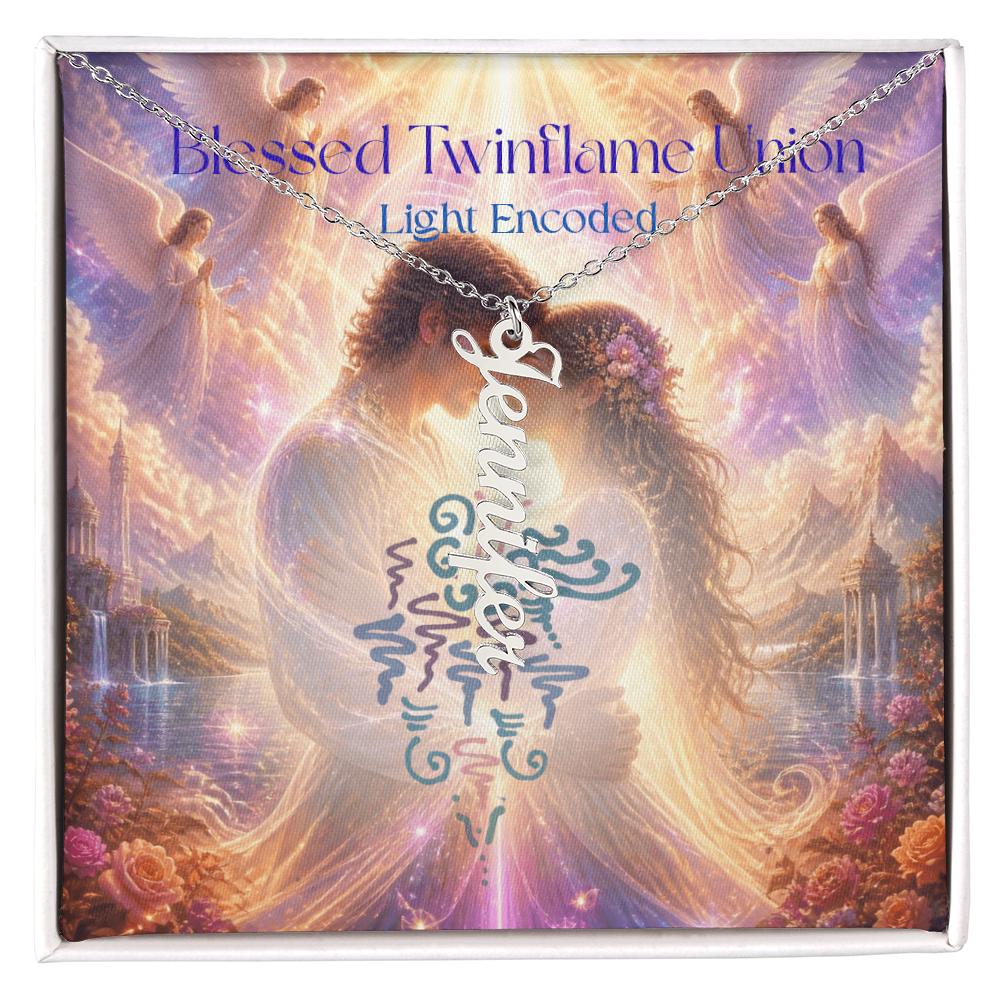 Blessed Twinflame Union customised Necklace, add your names with the word twinflame or blessed, light encoded