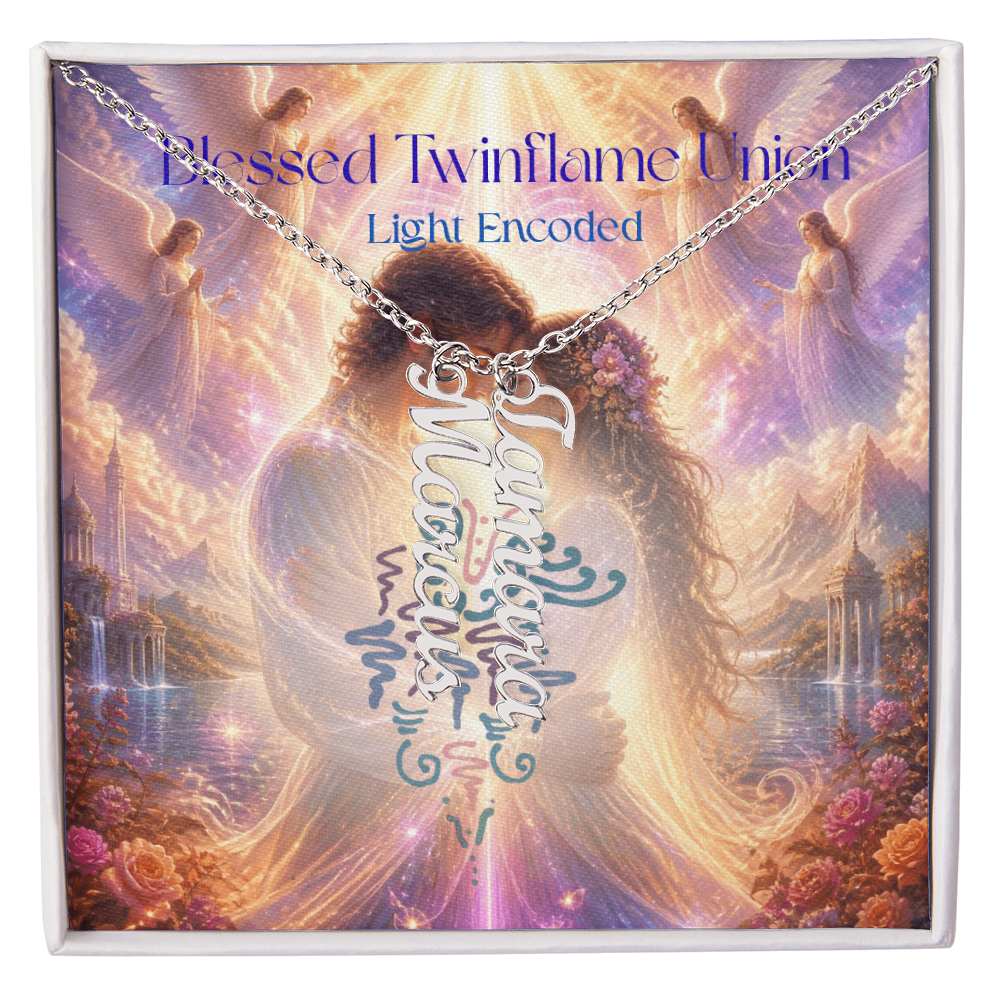 Blessed Twinflame Union customised Necklace, add your names with the word twinflame or blessed, light encoded