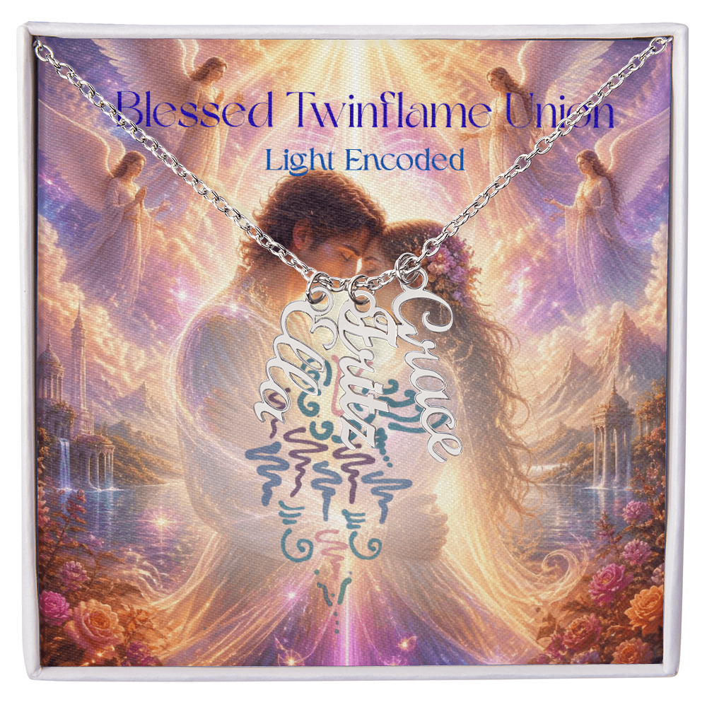 Blessed Twinflame Union customised Necklace, add your names with the word twinflame or blessed, light encoded