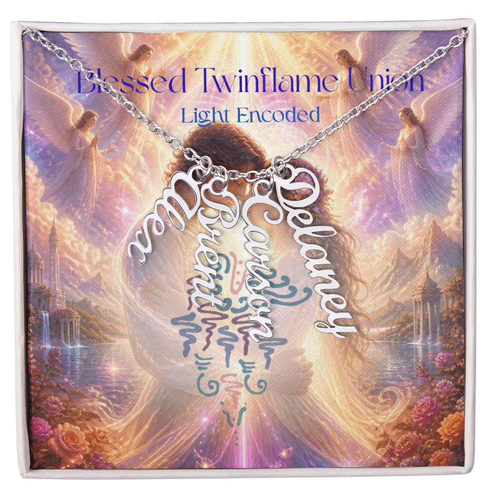 Blessed Twinflame Union customised Necklace, add your names with the word twinflame or blessed, light encoded