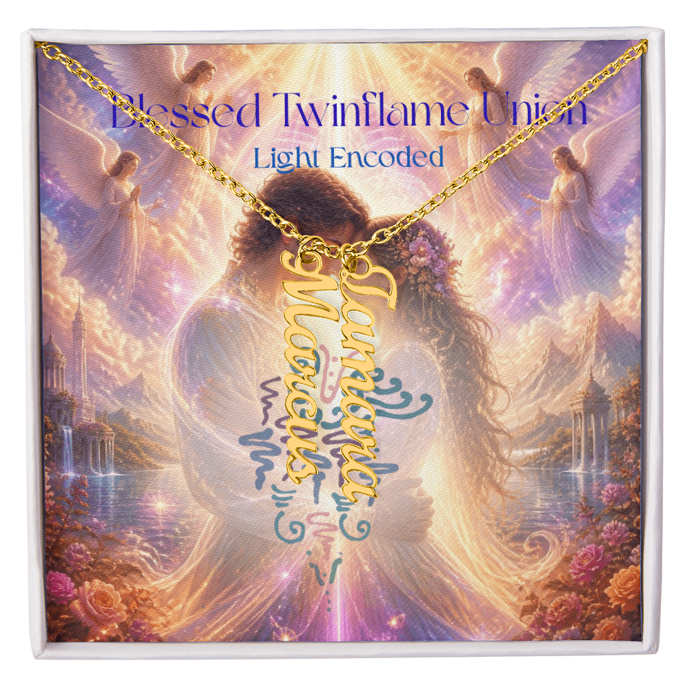 Blessed Twinflame Union customised Necklace, add your names with the word twinflame or blessed, light encoded