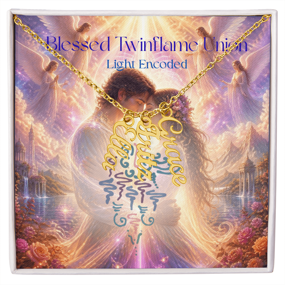 Blessed Twinflame Union customised Necklace, add your names with the word twinflame or blessed, light encoded