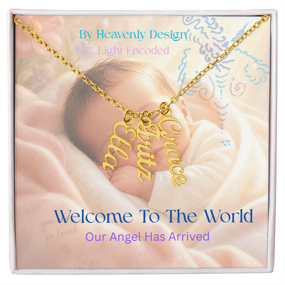 New Birth Necklace for New Mother, light encoded, multiname,  add your family names