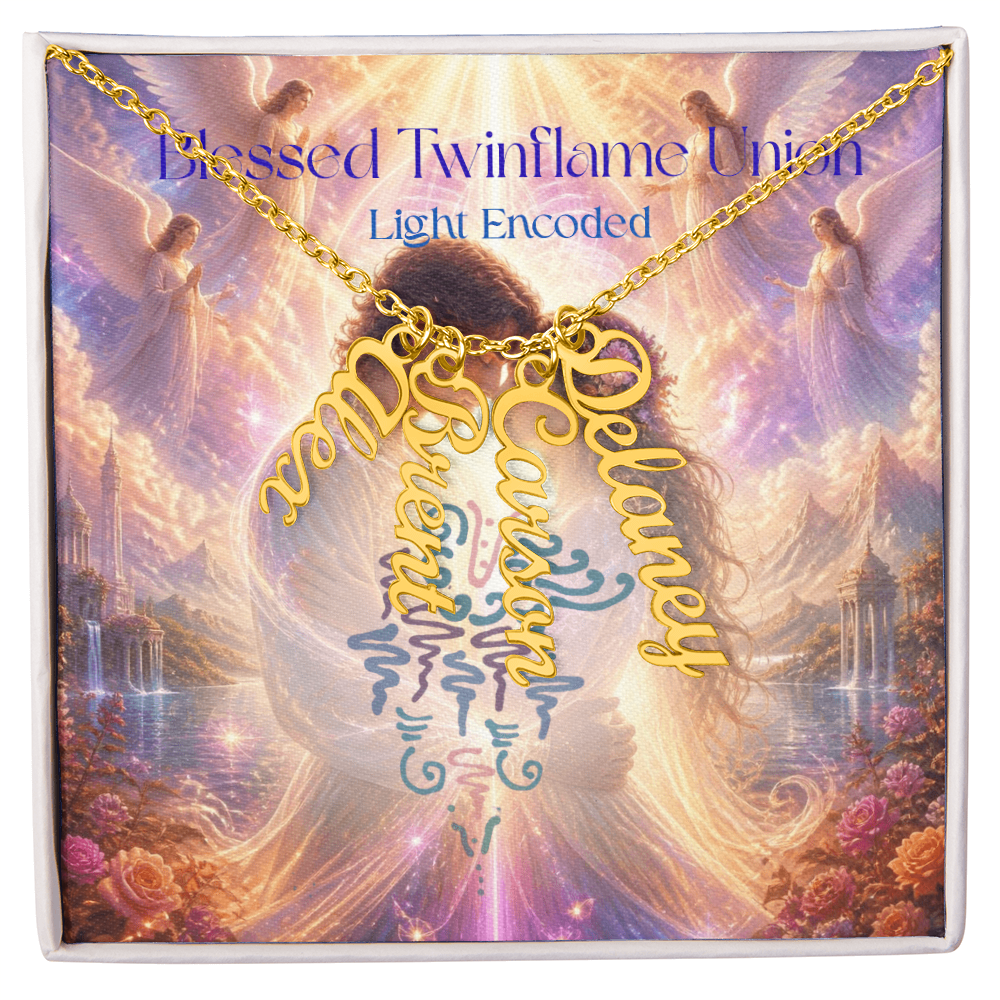 Blessed Twinflame Union customised Necklace, add your names with the word twinflame or blessed, light encoded