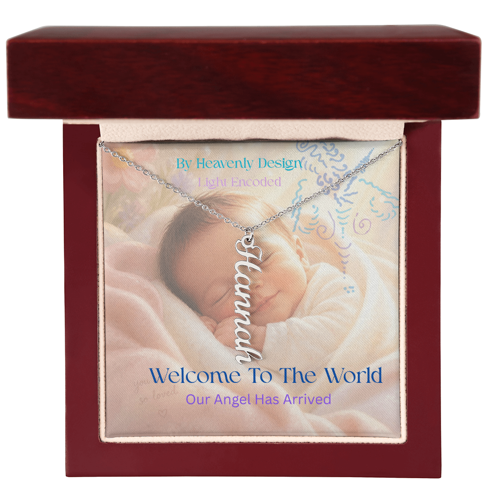 New Birth Necklace for New Mother, light encoded, multiname,  add your family names