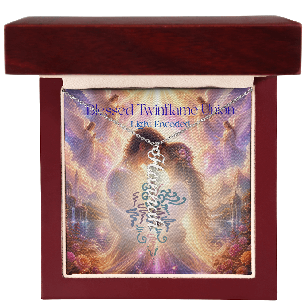 Blessed Twinflame Union customised Necklace, add your names with the word twinflame or blessed, light encoded