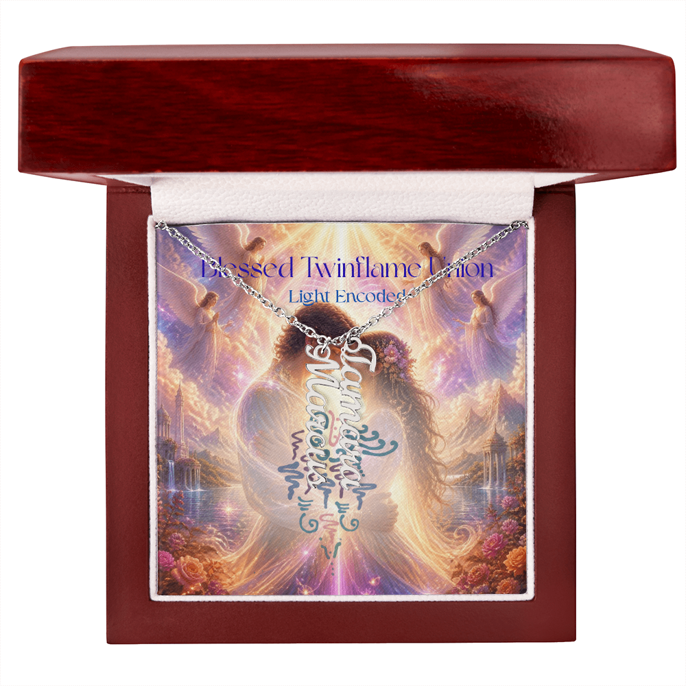 Blessed Twinflame Union customised Necklace, add your names with the word twinflame or blessed, light encoded