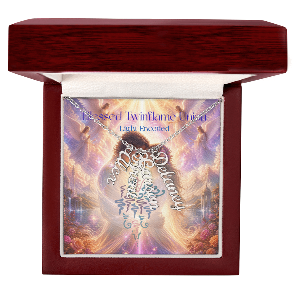 Blessed Twinflame Union customised Necklace, add your names with the word twinflame or blessed, light encoded