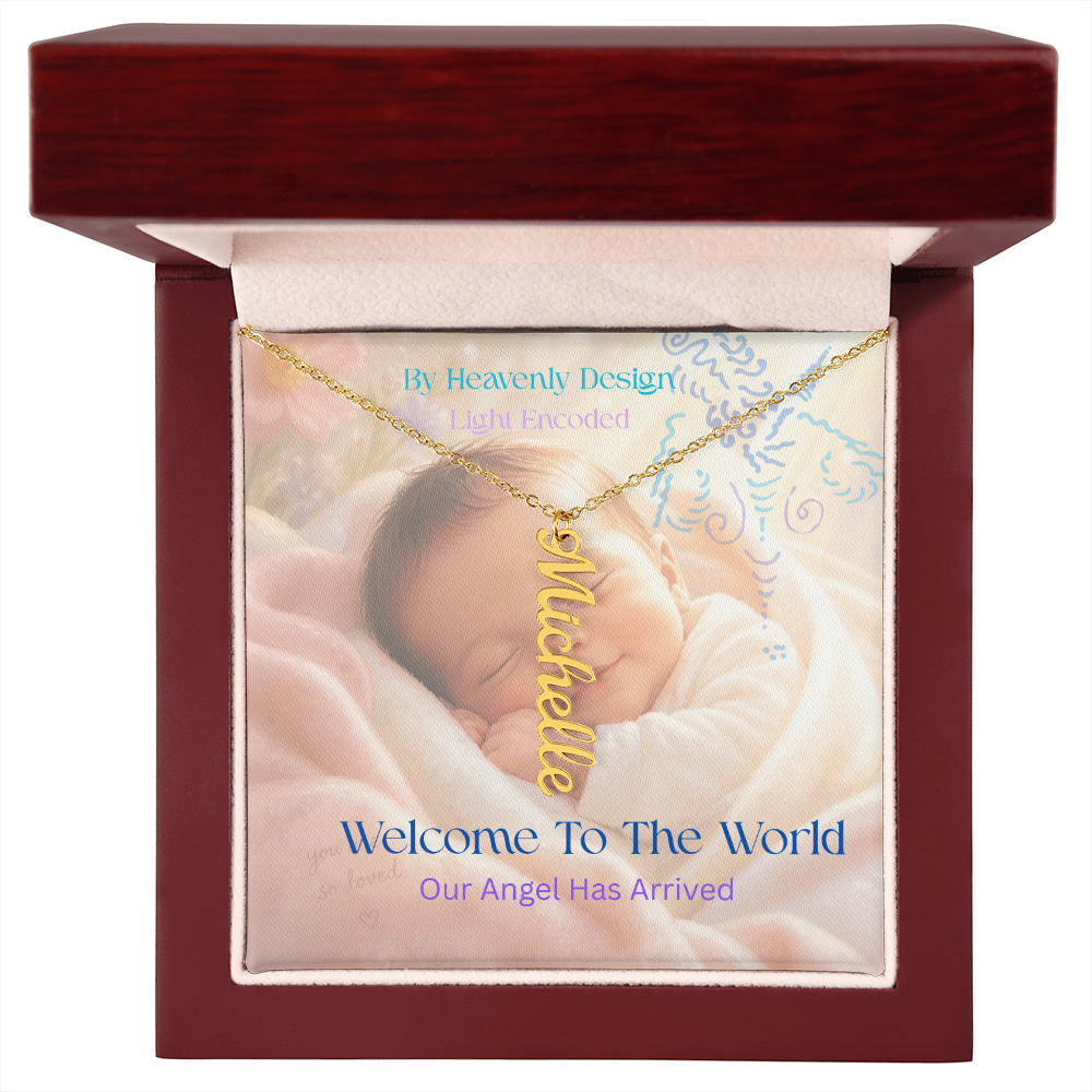 New Birth Necklace for New Mother, light encoded, multiname,  add your family names