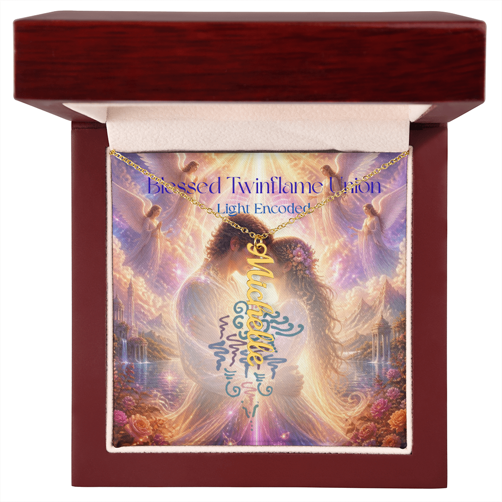 Blessed Twinflame Union customised Necklace, add your names with the word twinflame or blessed, light encoded
