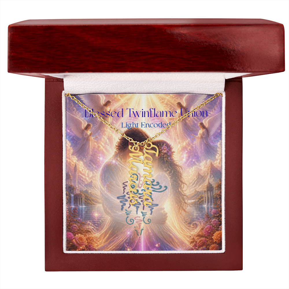 Blessed Twinflame Union customised Necklace, add your names with the word twinflame or blessed, light encoded