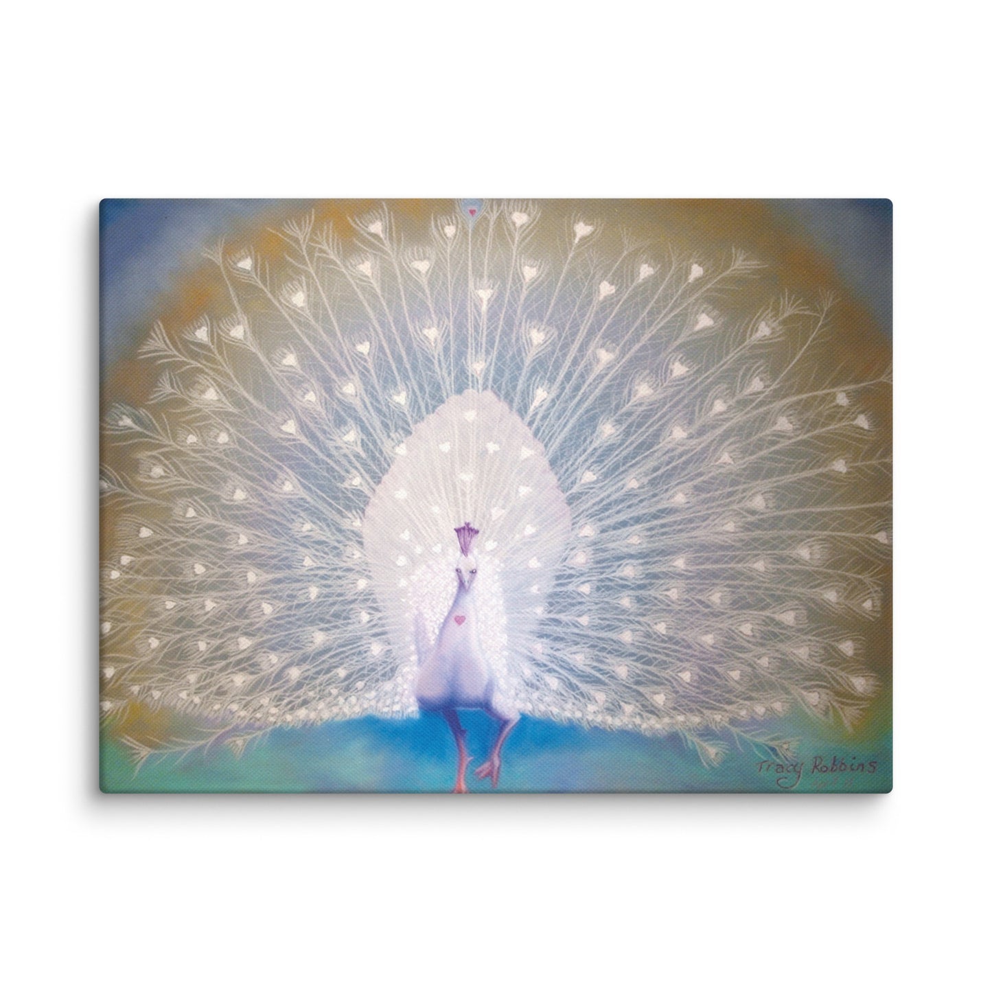 Light encoded Canvas wall art, choice of sizes, Soul Purpose (White peacock with feathers displayed), aligns to your sould purpose, alchemical art, energised