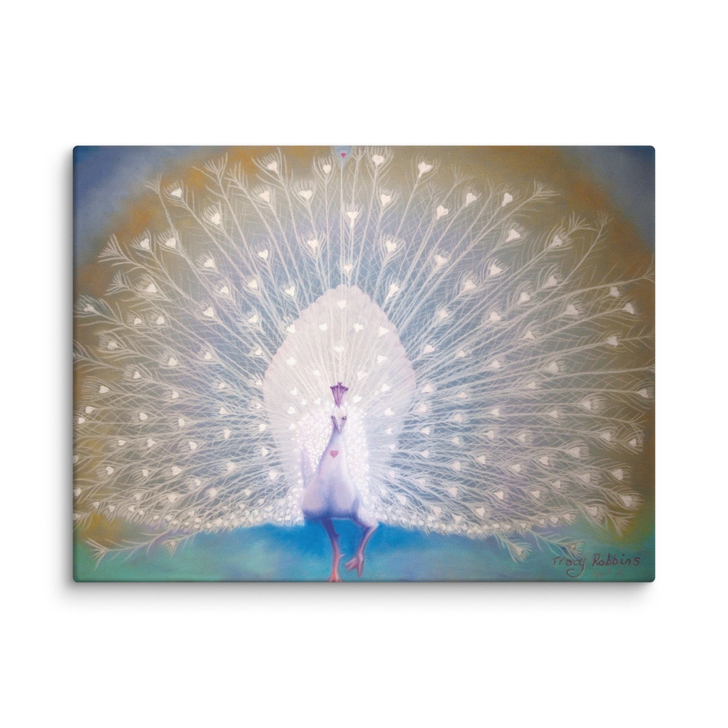 Light encoded Canvas wall art, choice of sizes, Soul Purpose (White peacock with feathers displayed), aligns to your sould purpose, alchemical art, energised