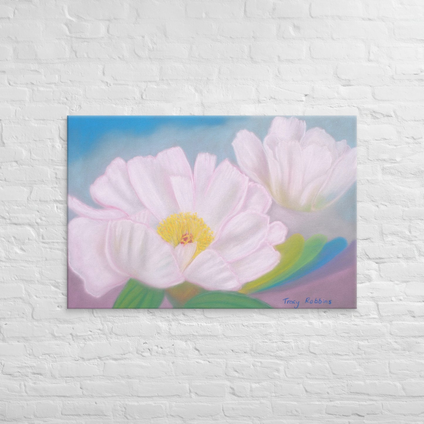 Light Encoded Canvas, White Peony Flowers, mother and daughter, alchemical art, energised, multiple sizes