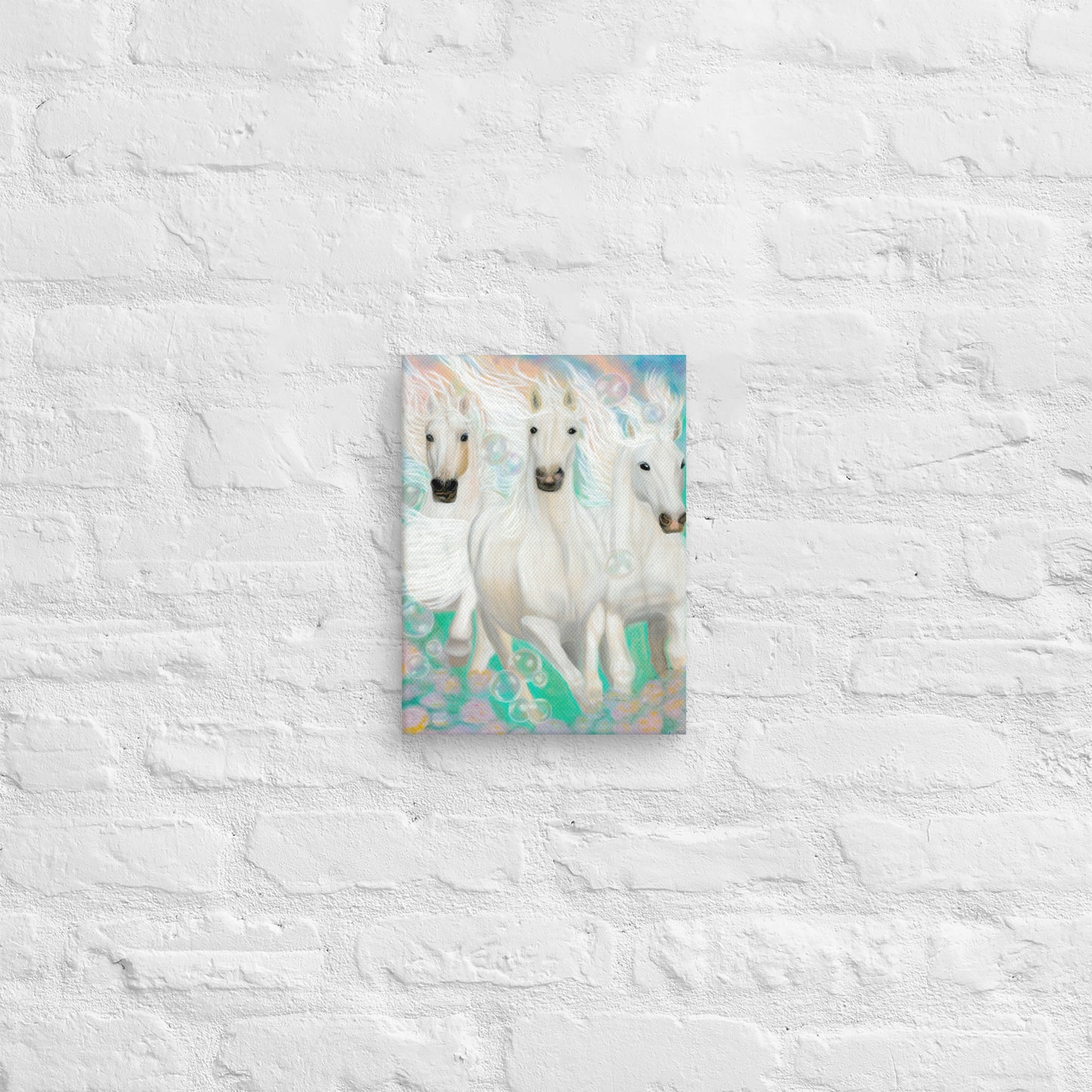 Light Encoded Canvas Print, Grace- 3 white horses, power, strength, divine guidance, confidence