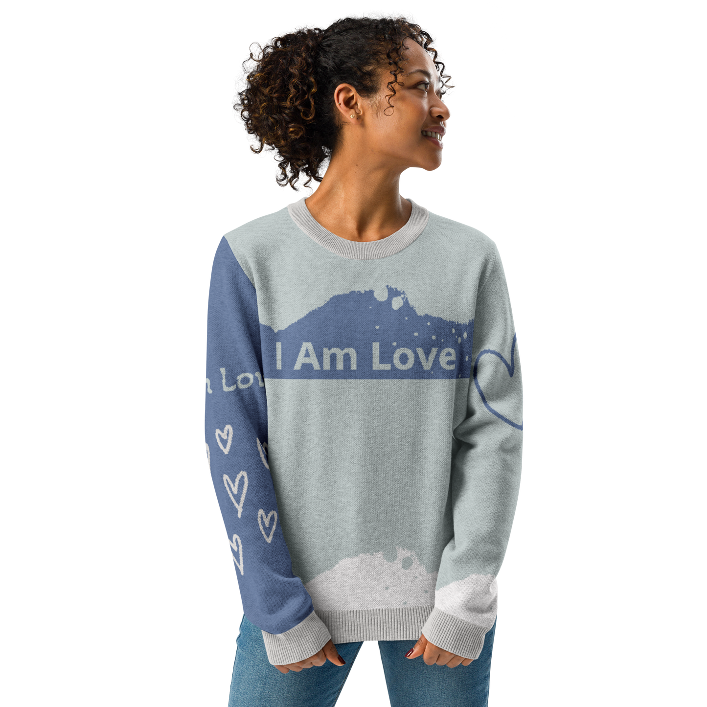 Knitted crew neck sweater, I am Love, Archangel Ariel, Angel Light Codes Series