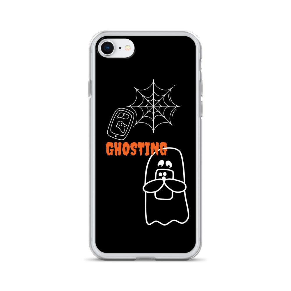 Clear Case for iPhone® with guosting theme, image of ghost and spider web