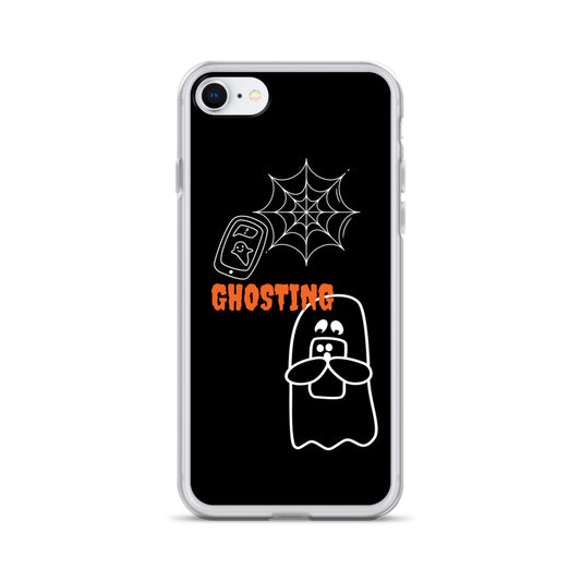 Clear Case for iPhone® with guosting theme, image of ghost and spider web