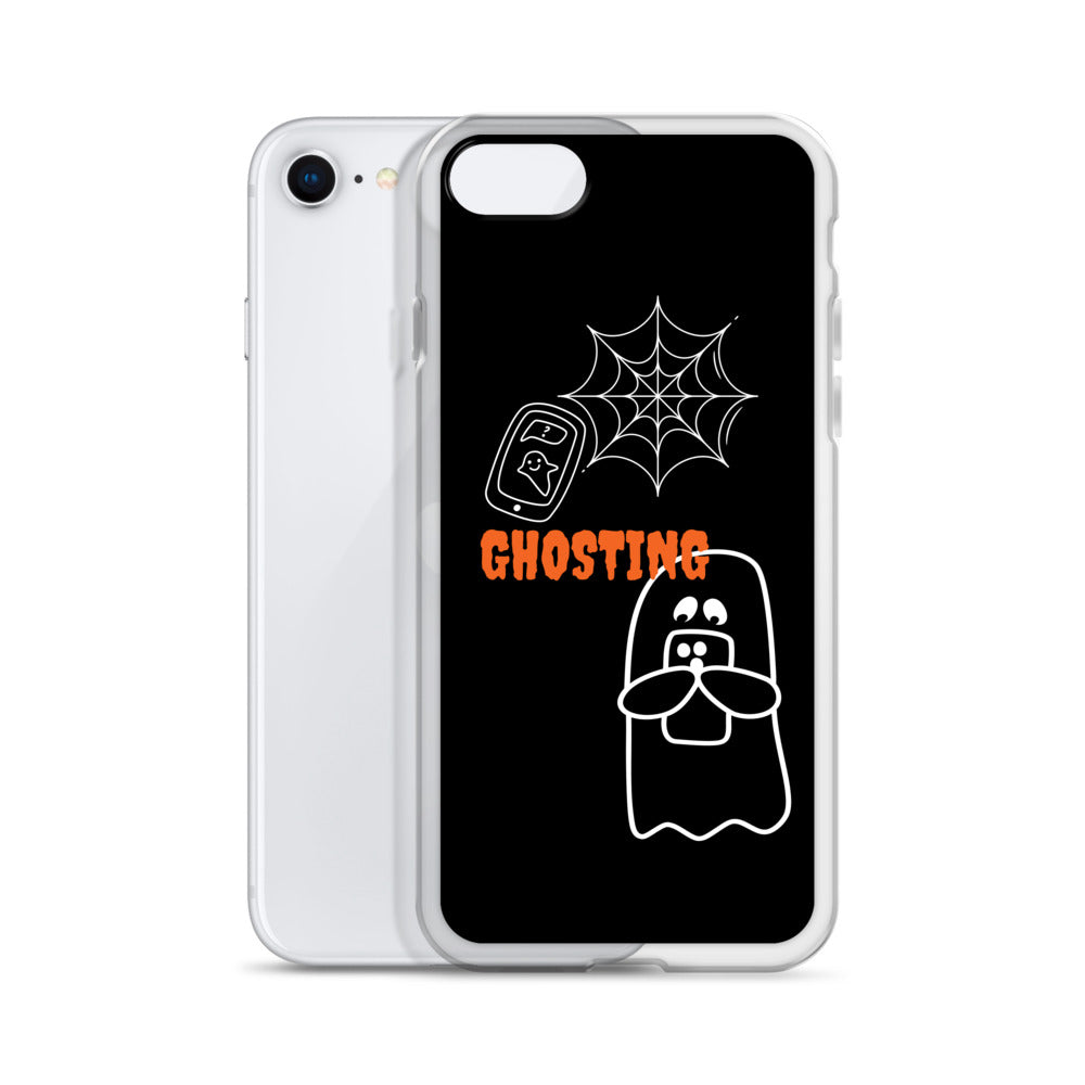 Clear Case for iPhone® with guosting theme, image of ghost and spider web