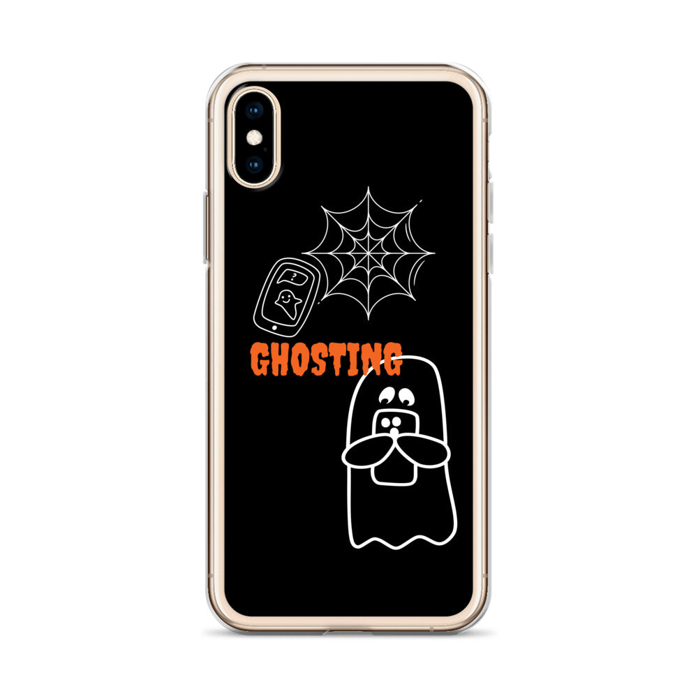 Clear Case for iPhone® with guosting theme, image of ghost and spider web