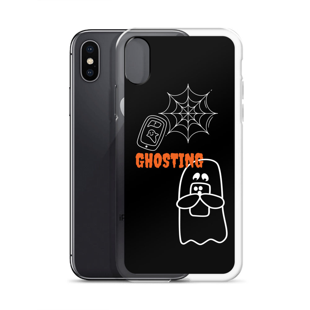 Clear Case for iPhone® with guosting theme, image of ghost and spider web