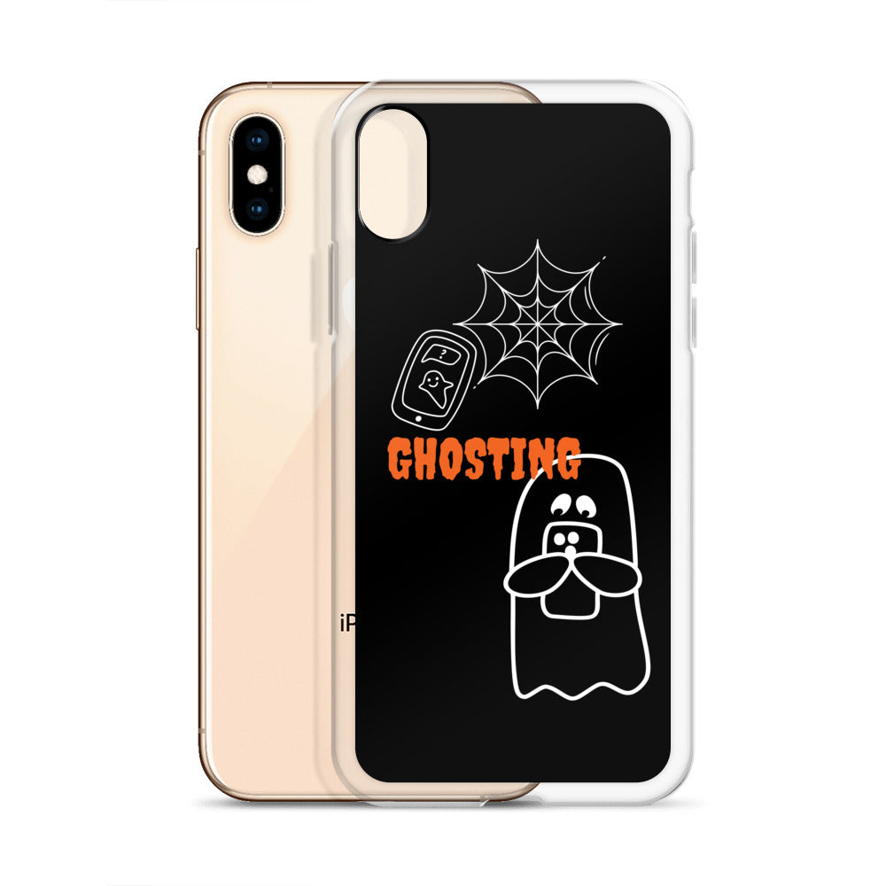 Clear Case for iPhone® with guosting theme, image of ghost and spider web