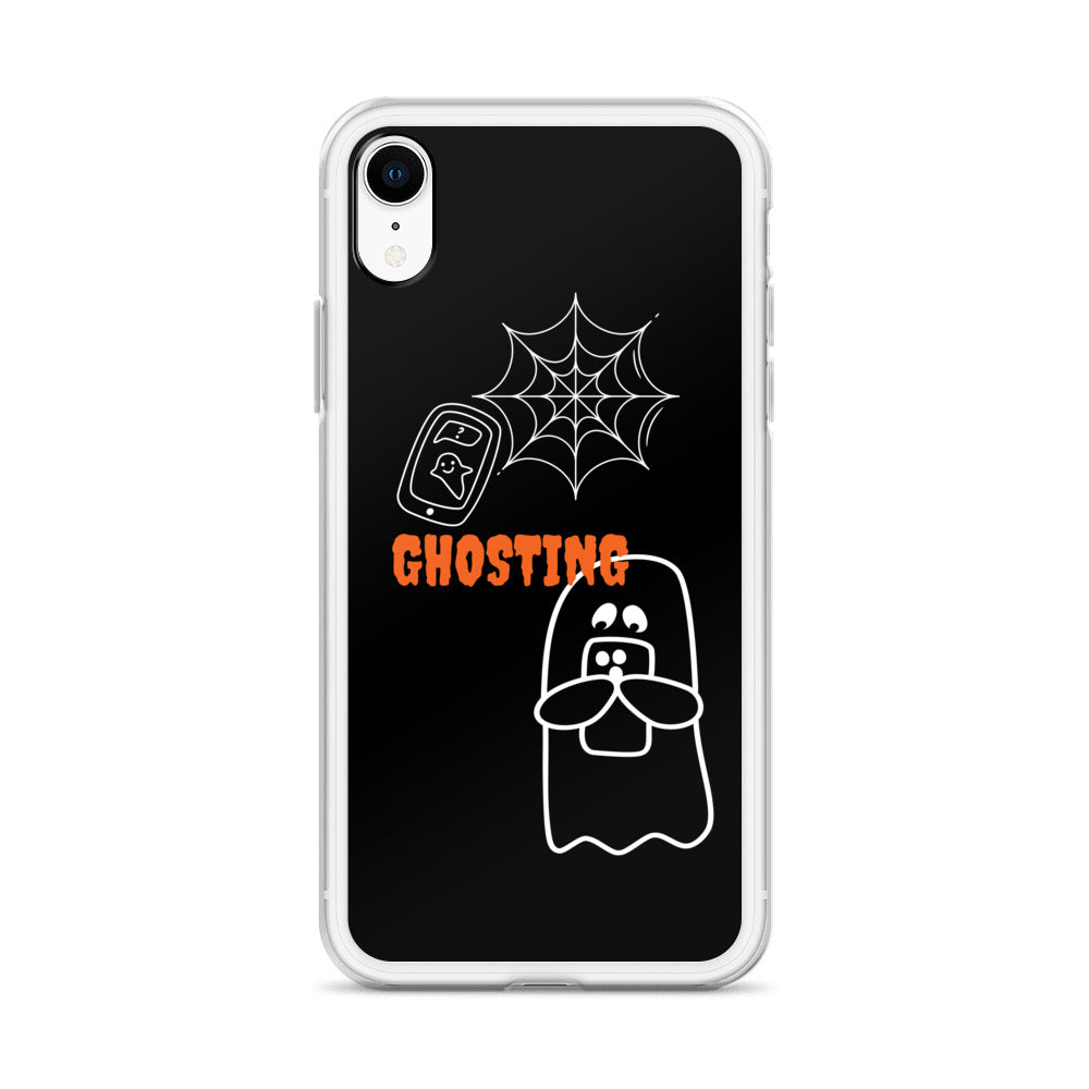 Clear Case for iPhone® with guosting theme, image of ghost and spider web