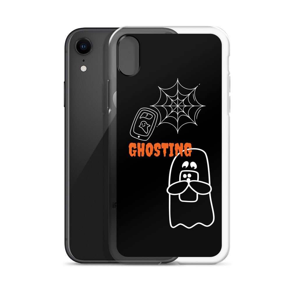 Clear Case for iPhone® with guosting theme, image of ghost and spider web