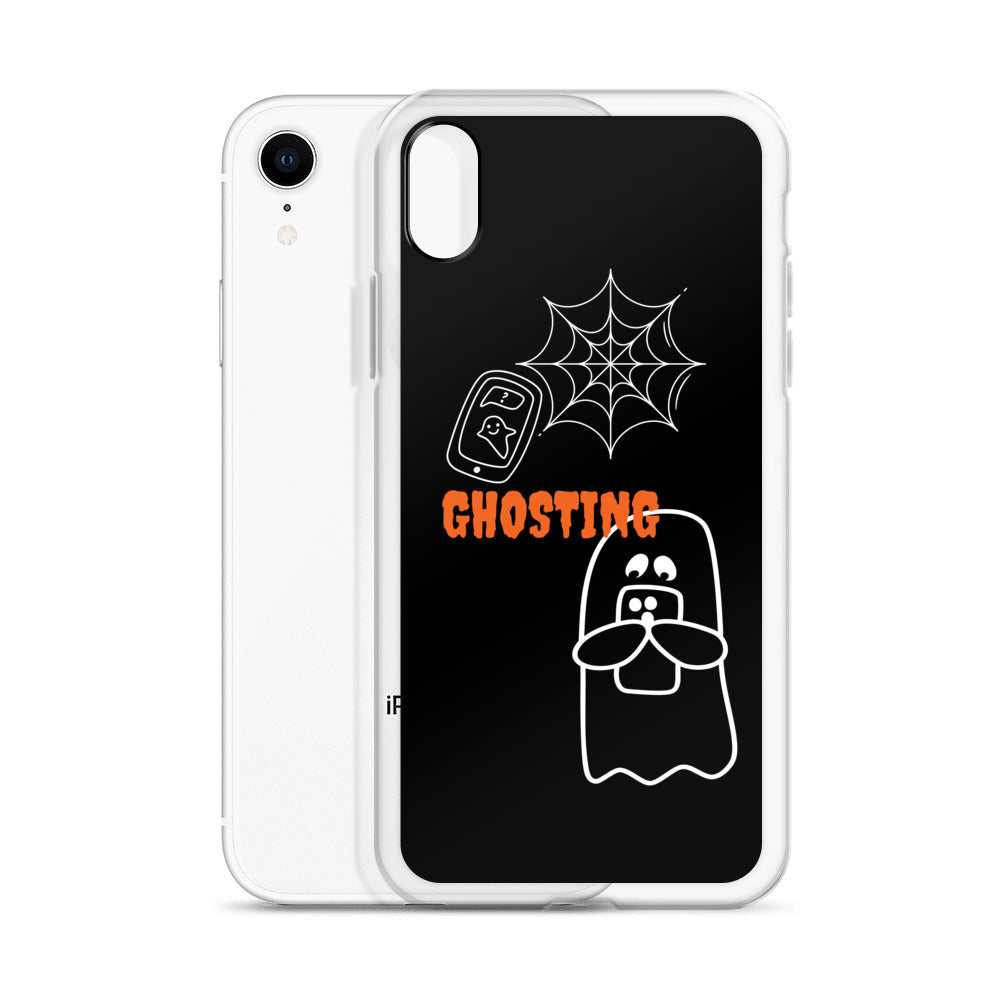 Clear Case for iPhone® with guosting theme, image of ghost and spider web