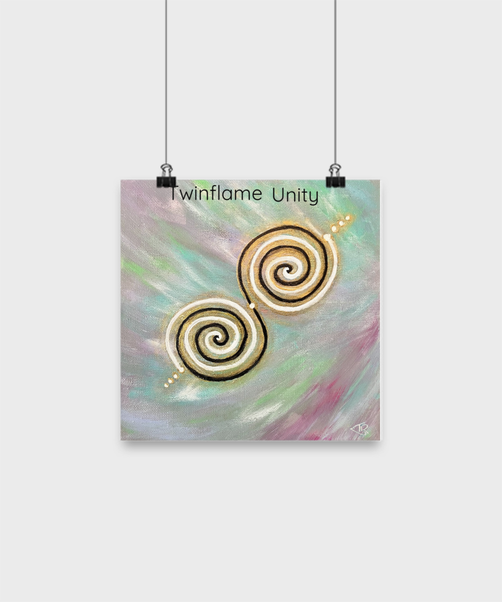 Twinflame unity poster, intention, double spiral geometry, alchemical art