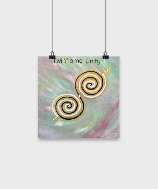 Twinflame unity poster, intention, double spiral geometry, alchemical art