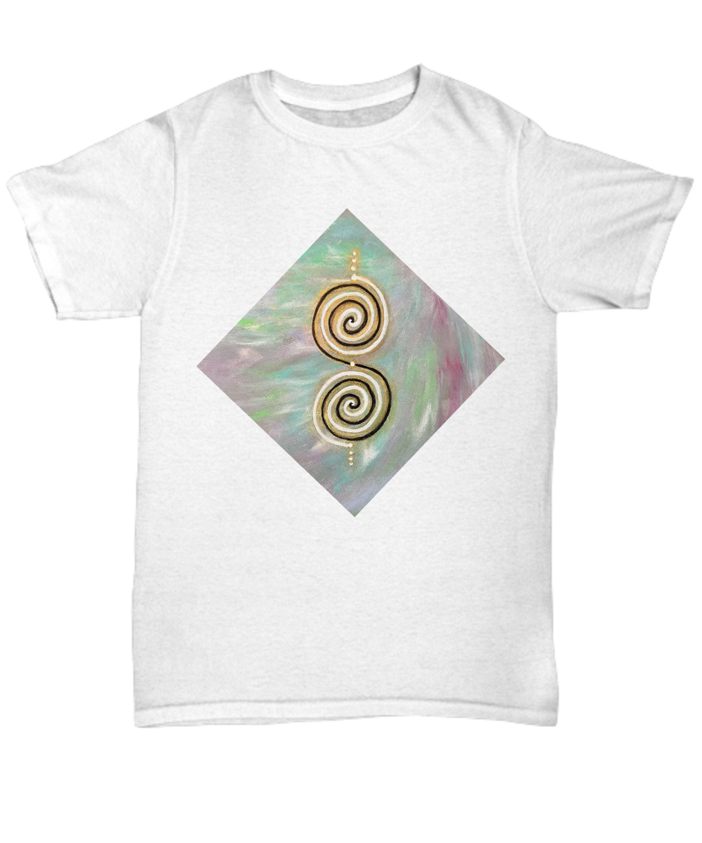 Twinflame double spiral activated alchemical art design, t shirt, unisex, energised, light codes