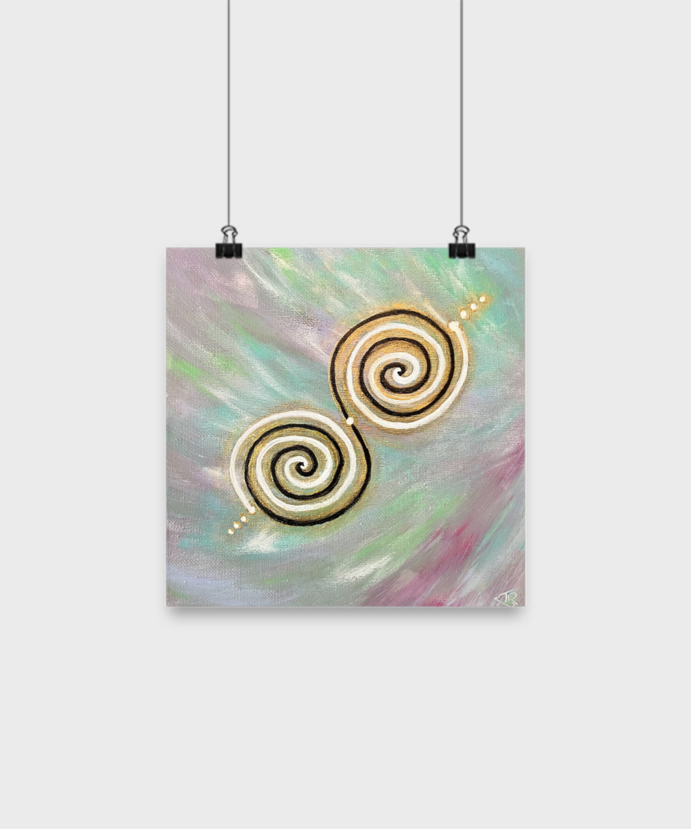 Twinflame double spiral geometry, activated art, alchemical art, print