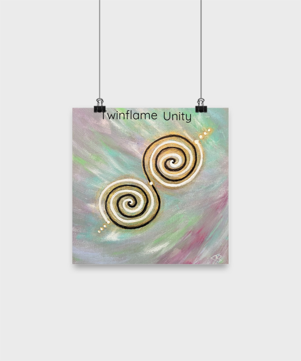 Twinflame unity print, intention, activated design, alchemical art, double spiral geometry