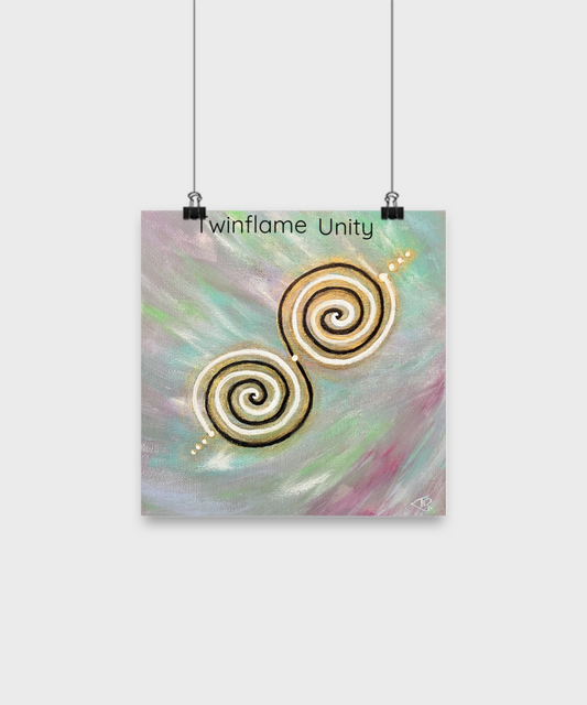 Twinflame unity print, intention, activated design, alchemical art, double spiral geometry