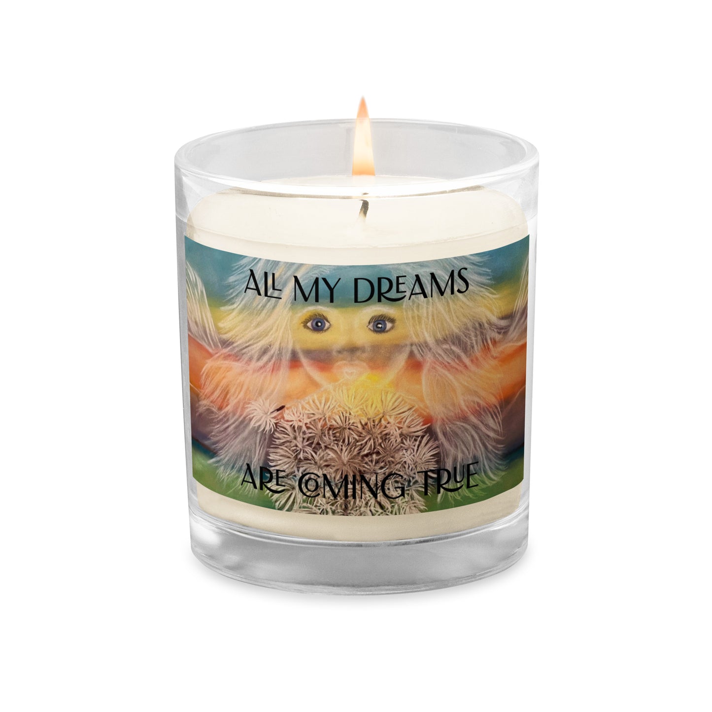 Glass jar soy wax candle, alchemical art design, affirmation candle, make your dreams come true.