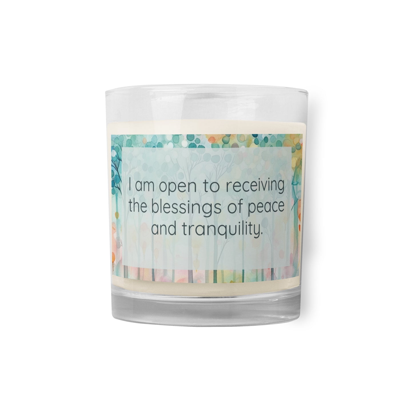 Peaceful Intention Affirmations Glass Jar Candle, “I am open to receiving the blessings of peace and tranquility”