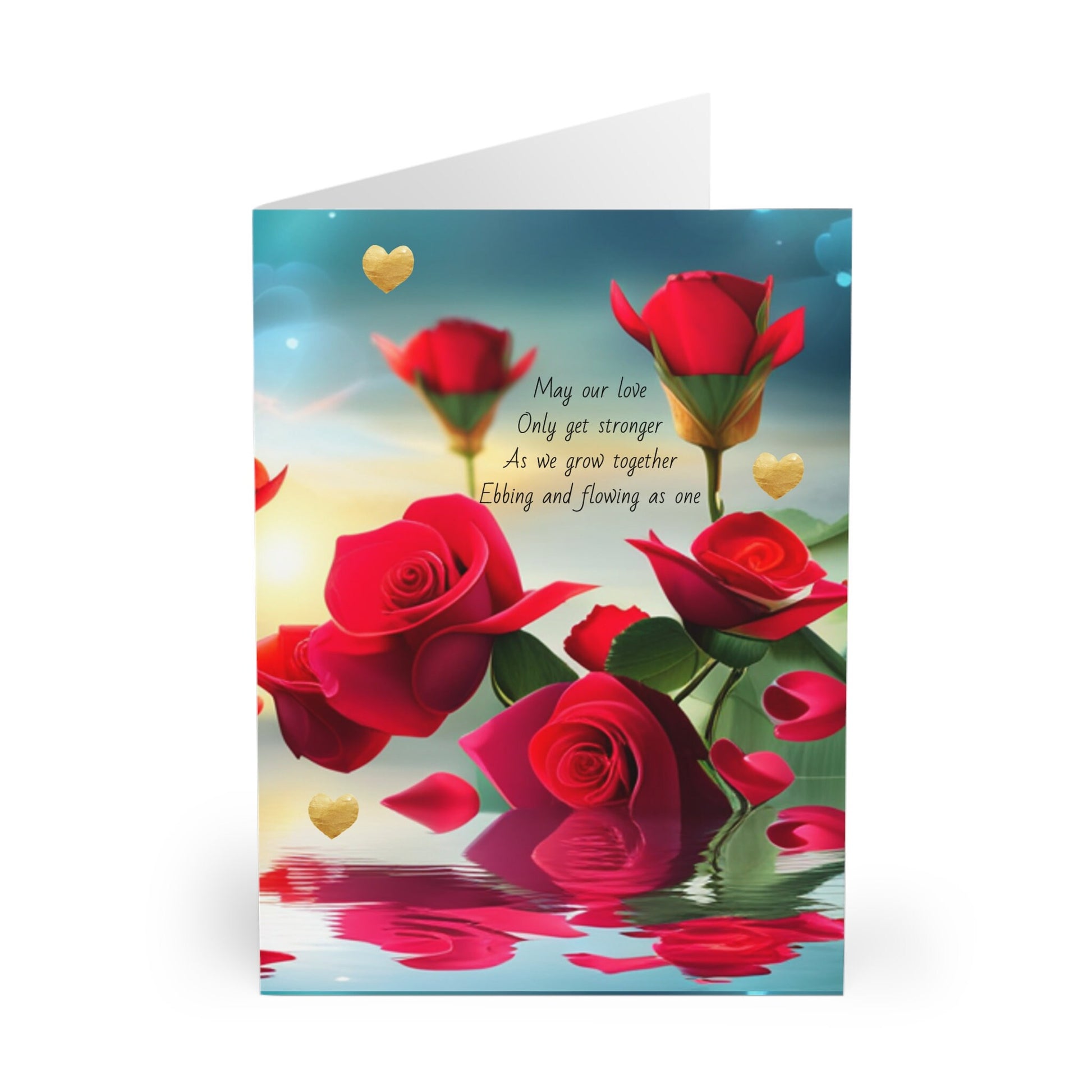 Large Love Greeting Card (single card), message to lover, love message, anniversary, red roses, hearts, Valentines Day,blank inside