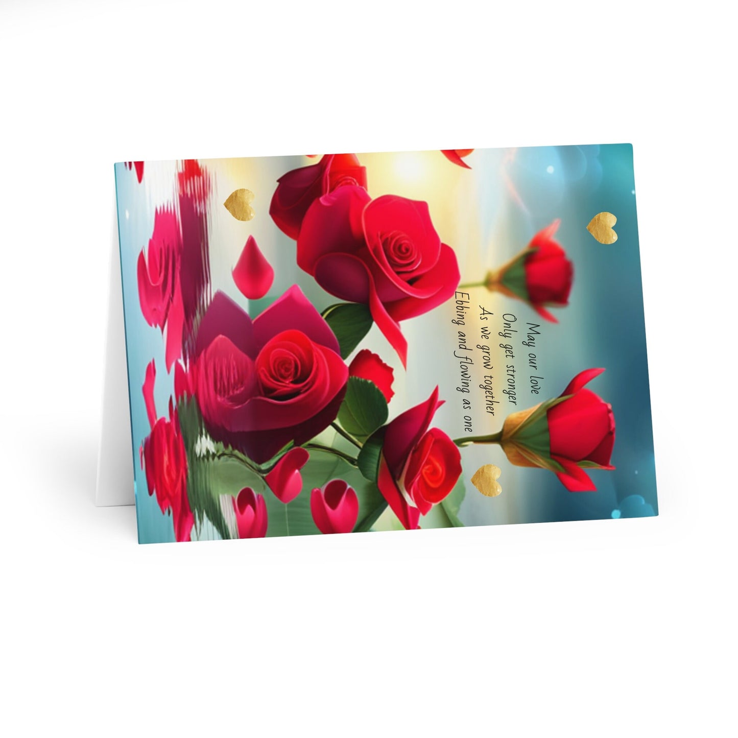 Large Love Greeting Card (single card), message to lover, love message, anniversary, red roses, hearts, Valentines Day,blank inside