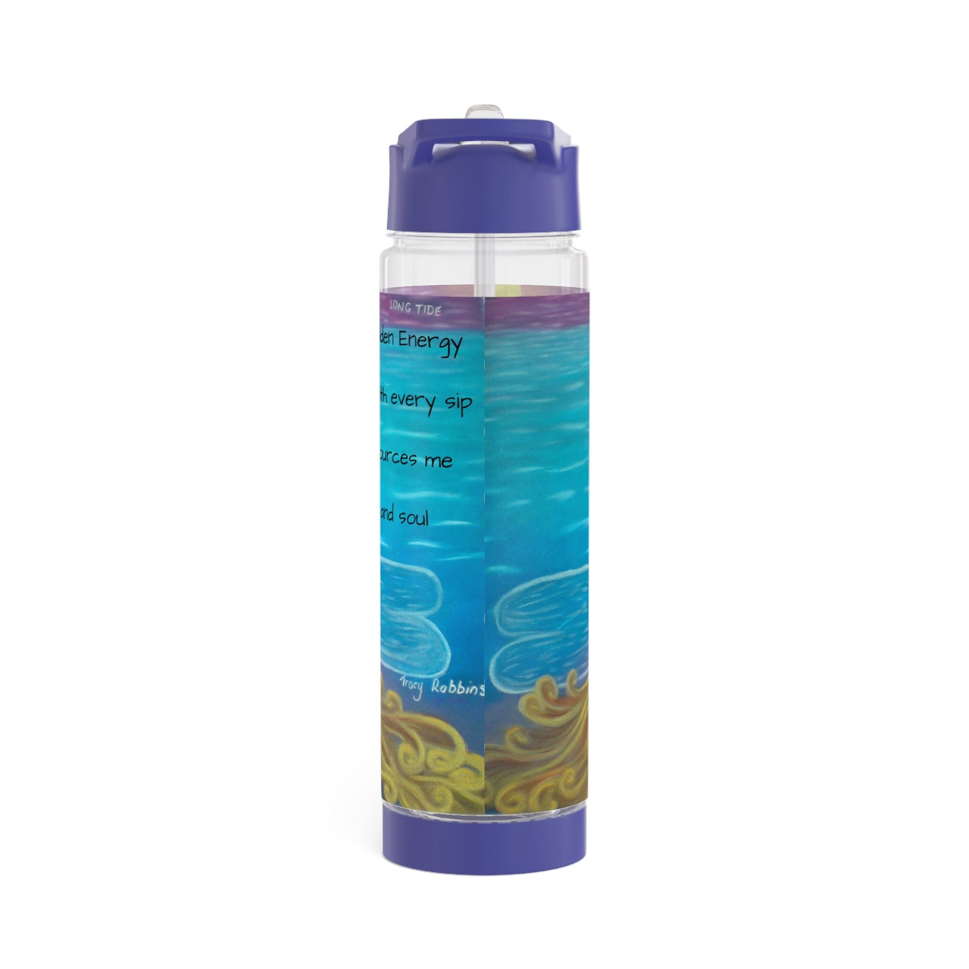 Infuser Water Bottle, energised with light codes, charged with resourcing energies called the longtide