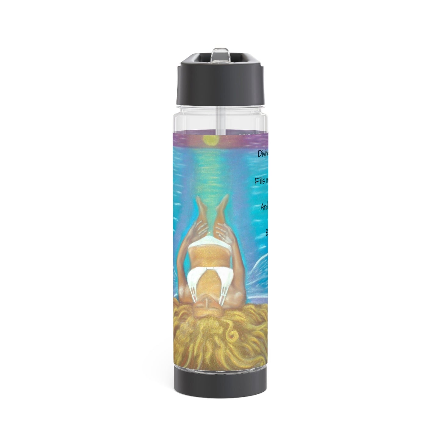 Infuser Water Bottle, energised with light codes, charged with resourcing energies called the longtide