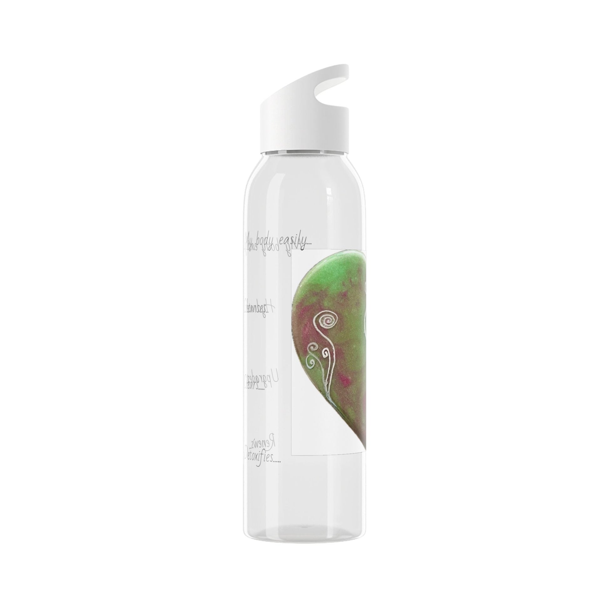 Sky Water Bottle, my body easily clears, cleanses, detoxes, renews, upgrades and hydrates, energised, charged, light codes, heart, spiral,