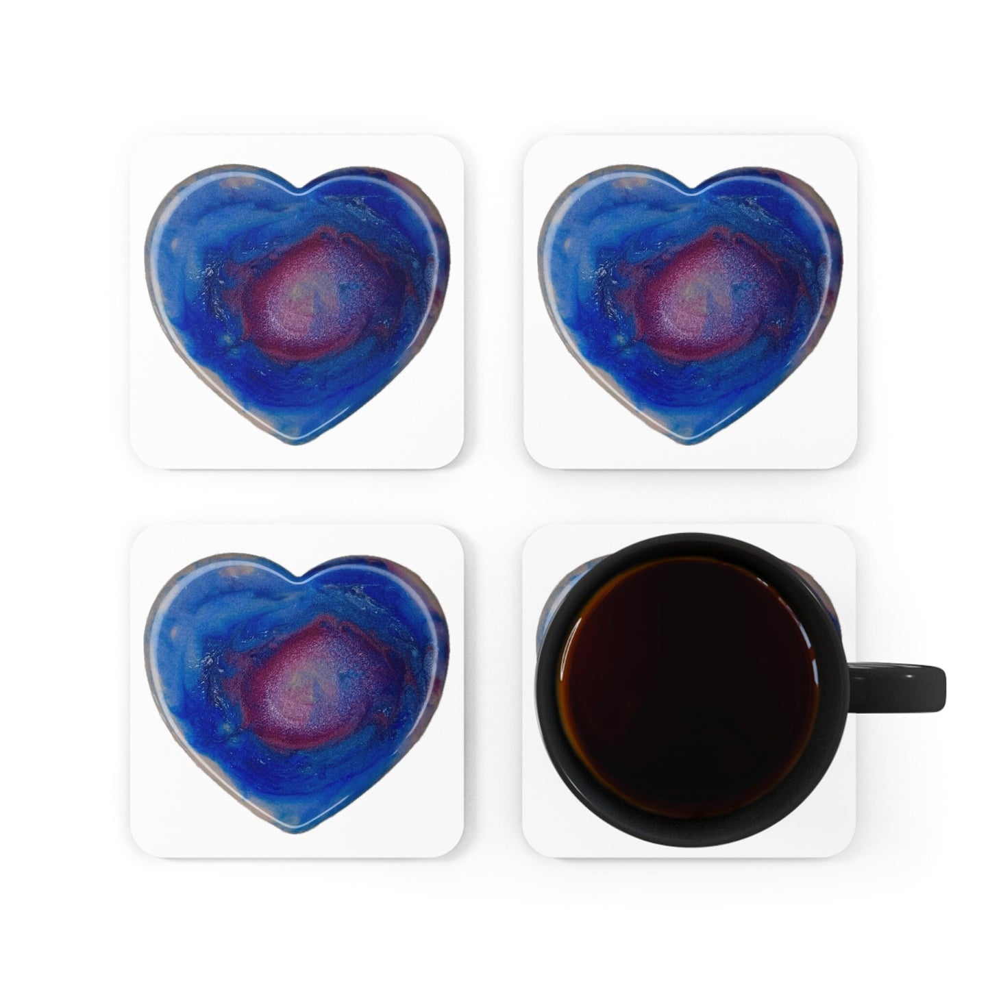 Corkwood Coaster Set of 4, contains light codes to access and embody love and tranquility, energize your food, drink and space