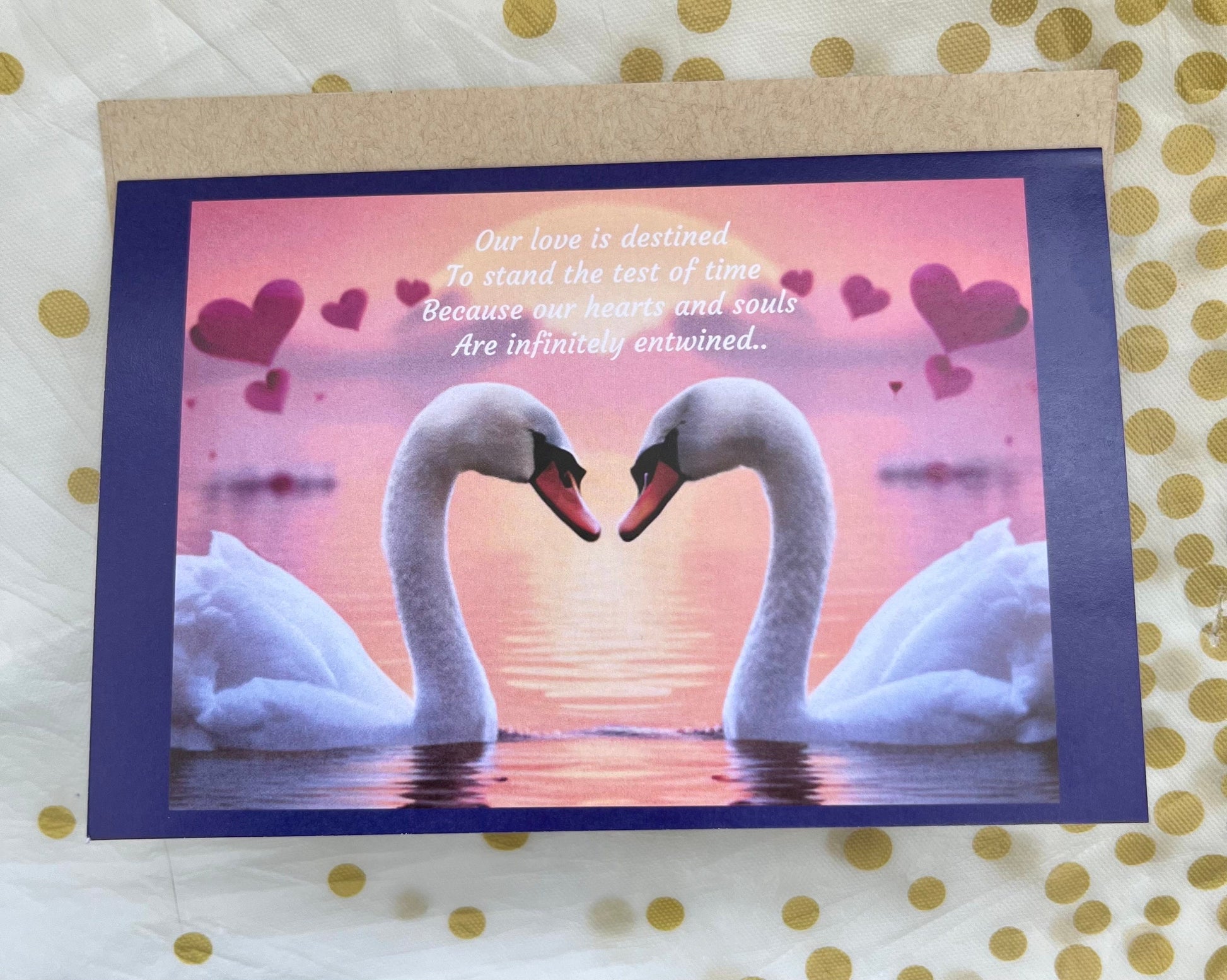 Lovers Greeting Cards (single), message to lover, blank inside, our love is destined to stand the test of time because our hearts and souls