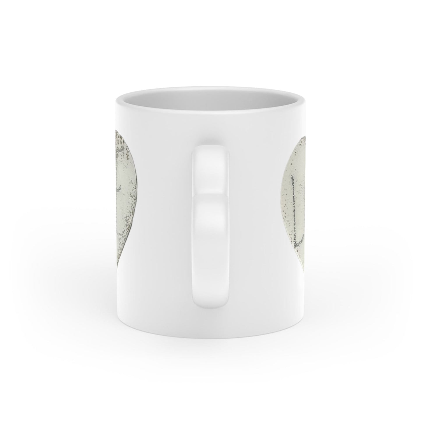 Heart-Shaped Mug with stone look heart shape and the word love, silver, cream and white goes with any mood, gift for all, love infused