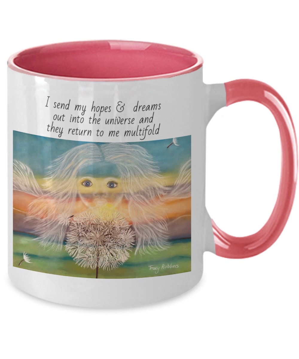 Two tone coffee mug, affirmations, hopes and dreams come true, gift for everyone