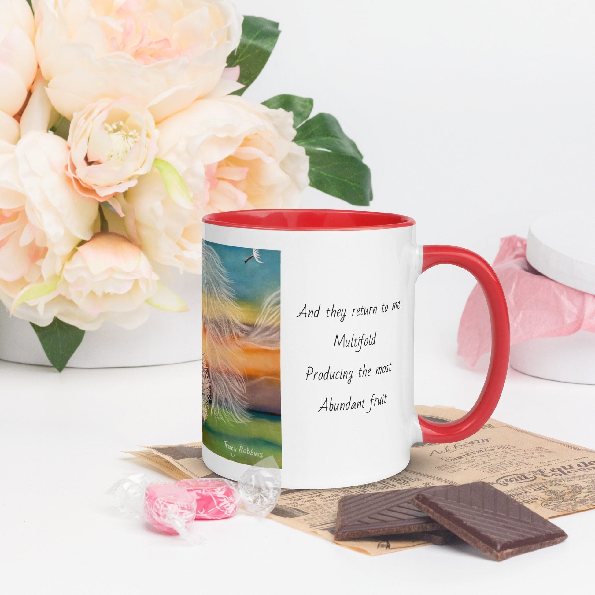 Activated affirmation mug, wishes come true, manifestation, gift for him or her, planting heart seeds, dandelion pod