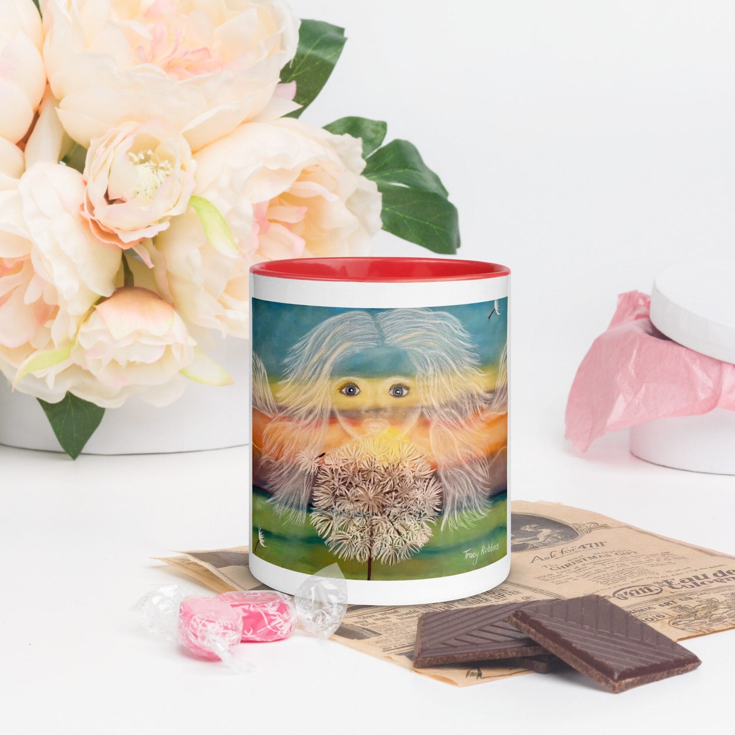 Activated affirmation mug, wishes come true, manifestation, gift for him or her, planting heart seeds, dandelion pod